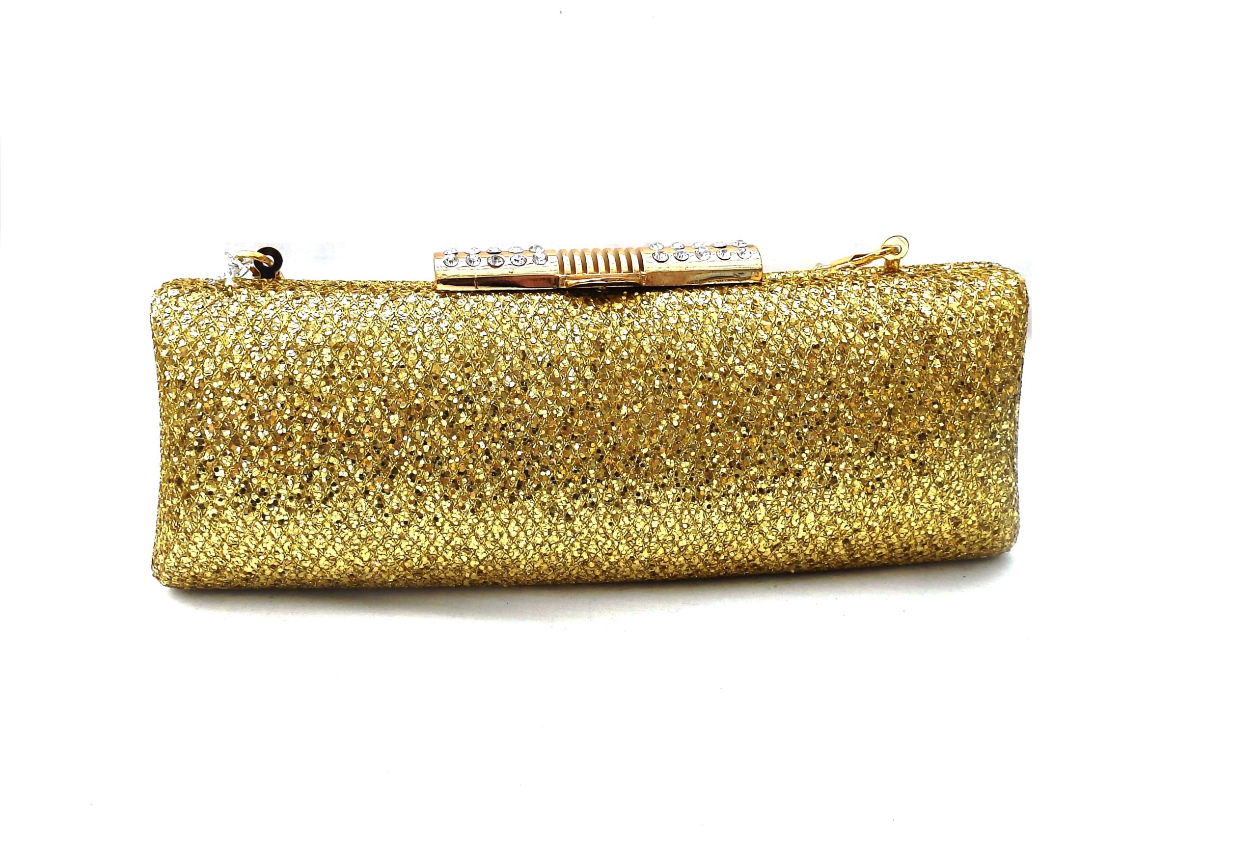 GOLD EVENING BAG WITH DIAMONTE CLASP – Handbag Parties